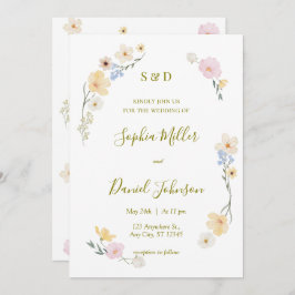 Bjud i botaniskt vattenfärgsbröllop inbjudningar