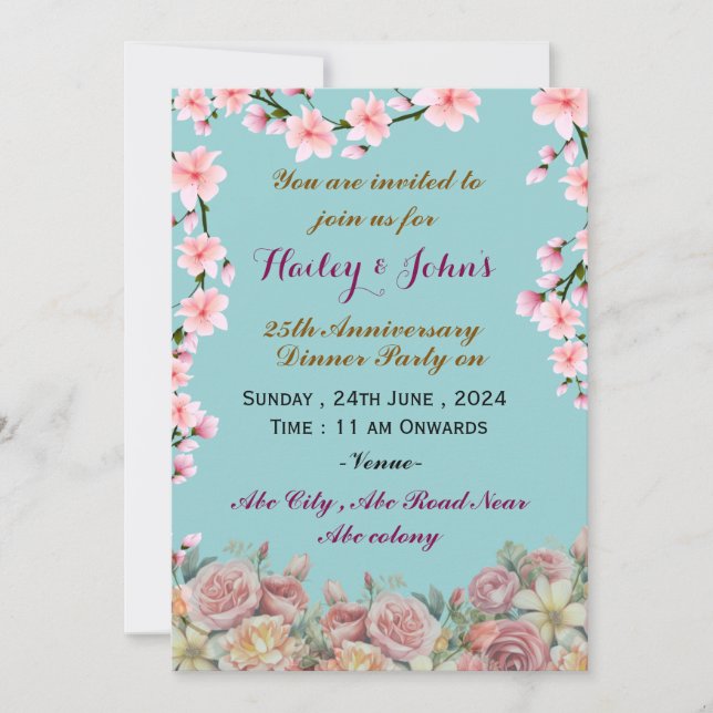 Bjud i bröllop på årsdagen inbjudningar (Framsida)