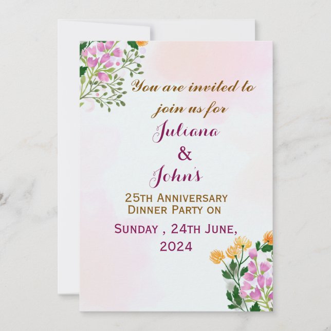 Bjud i bröllop på årsdagen inbjudningar (Framsida)