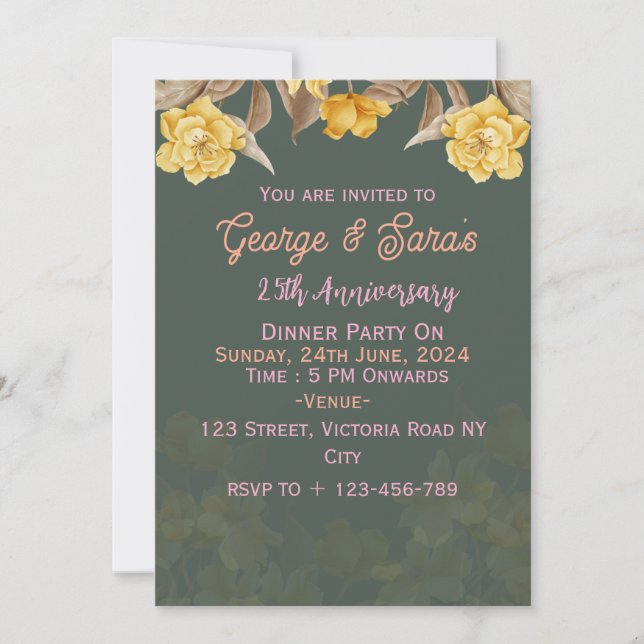 Bjud i bröllop på årsdagen inbjudningar (Framsida)