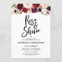 Bjud i Burgundy Blommigt efter Bröllop-inbjudan