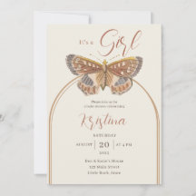 Bjud i Butterfly Boho Flicka Shower-inbjudan