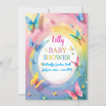 Bjud i Butterfly Flicka Shower-inbjudan