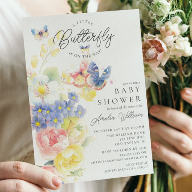 Bjud i Butterfly Garden Baby Shower Inbjudningar (Skapare uppladdad)