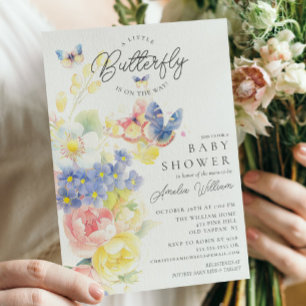 Bjud i Butterfly Garden Baby Shower Inbjudningar