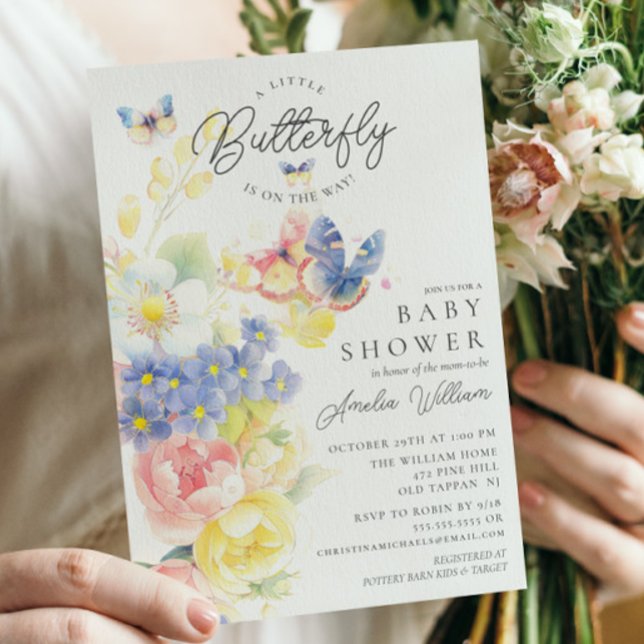 Bjud i Butterfly Garden Baby Shower Inbjudningar (Skapare uppladdad)
