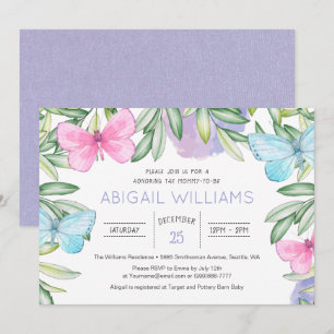 Bjud i Butterfly Garden Classic Baby Shower-inbjud Inbjudningar