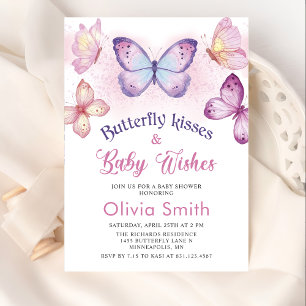 Bjud i Butterfly Kisses Baby Shower-inbjudan Inbjudningar
