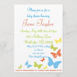 Bjud i Butterfly Kisses Baby Shower-inbjudningar Inbjudningar