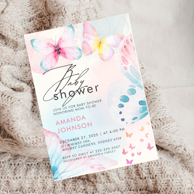 Bjud i Butterfly Wildbloms Blommigt Baby Shower-in Inbjudningar (Skapare uppladdad)