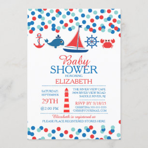 Bjud i Confetti Nautical Boys Baby Shower Inbjudningar