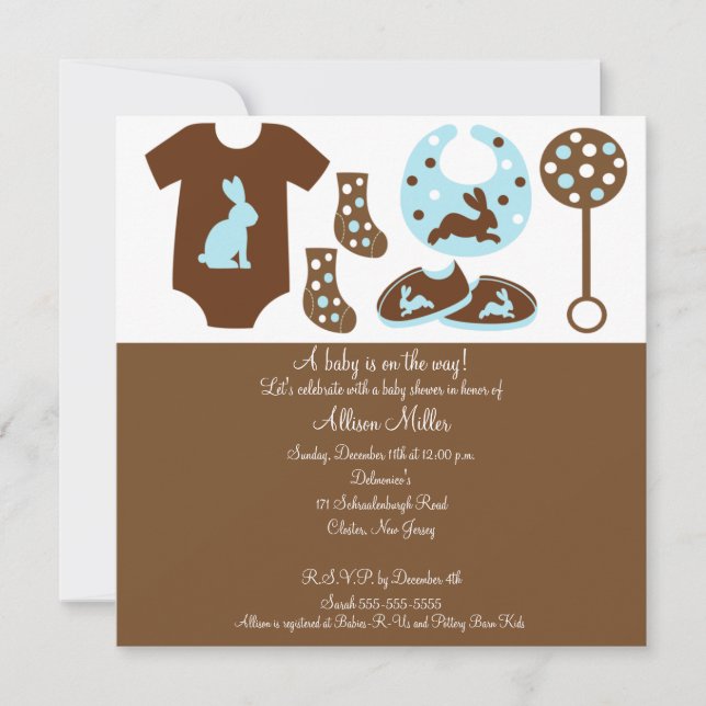 Bjud i Cute Baby Clothing Baby Shower Inbjudningar (Framsida)