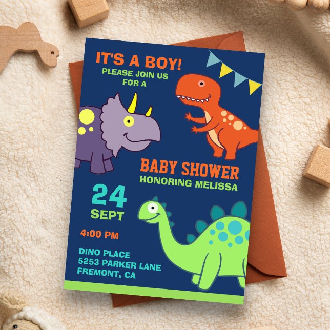Bjud i Cute Baby Dinosaur Baby Shower-inbjudan Inbjudningar (Skapare uppladdad)