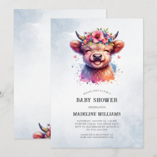 Bjud i Cute Baby Highland Cow Baby Shower