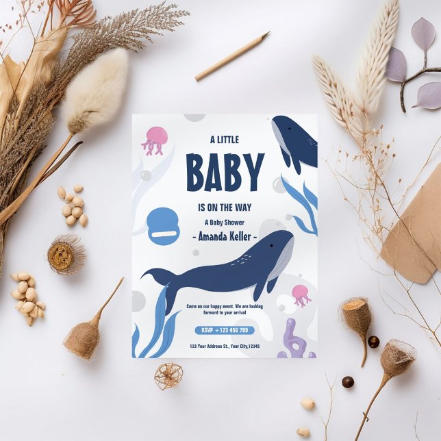 Bjud i Cute Baby Whale Baby Shower Inbjudningar (Skapare uppladdad)