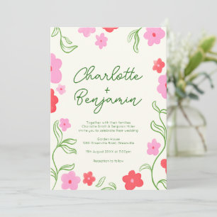 Bjud i Cute & Bright Blommigt Garden Wedding Inbjudningar