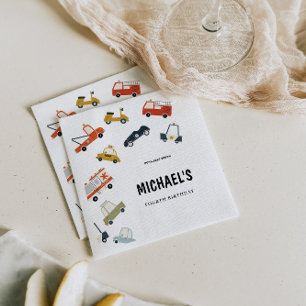 Bjud i Cute City Cars Birthday bjudande Pappersservett