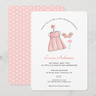 Bjud i Cute Flicka Clothes Baby Shower Inbjudningar