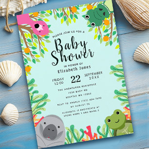 Bjud i Cute Florida Animals Baby Shower-inbjudan Inbjudningar