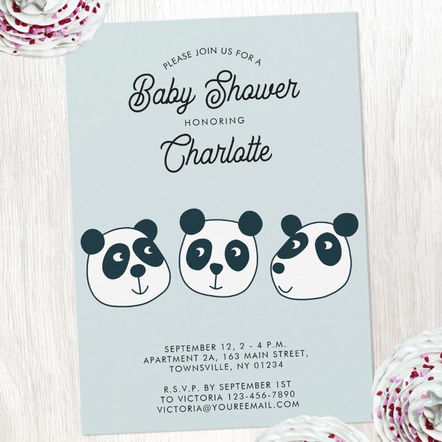 Bjud i Cute Giant Panda Bear Baby Shower-inbjudan Inbjudningar (Cute personalized custom text Panda Bear baby shower invitation)