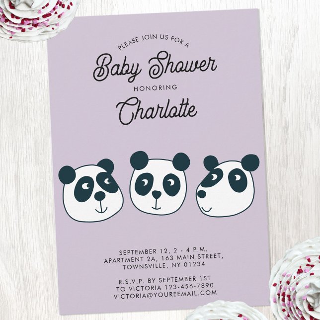 Bjud i Cute Giant Panda Bear Baby Shower-inbjudan Inbjudningar (Cute personalized custom text Panda Bear baby shower invitation)