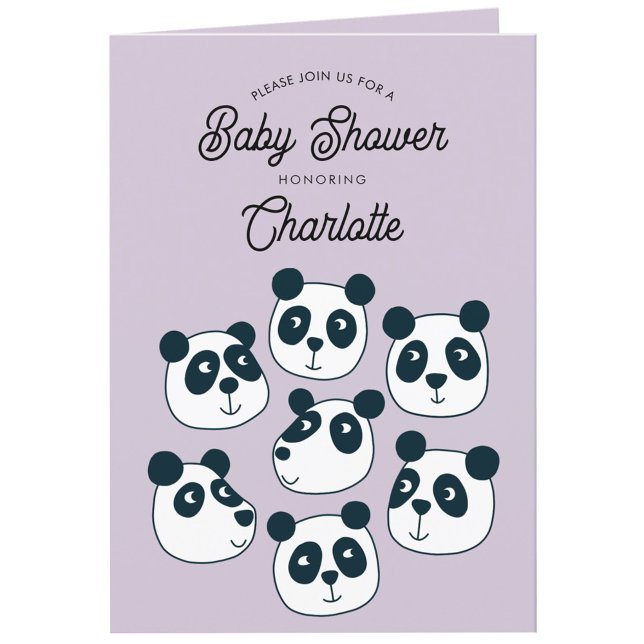 Bjud i Cute Giant Panda Bear Baby Shower-inbjudan Tack Kort (Cute personalized custom text Panda Bear baby shower invitation)