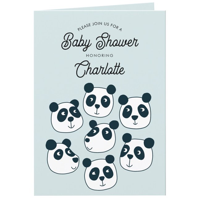 Bjud i Cute Giant Panda Bear Baby Shower-inbjudan Tack Kort (Cute personalized custom text Panda Bear baby shower invitation)