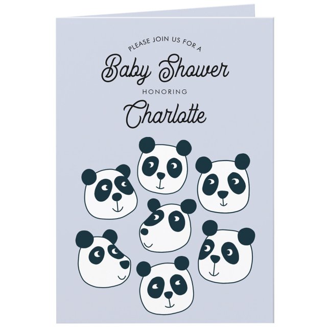 Bjud i Cute Giant Panda Bear Baby Shower-inbjudan Tack Kort (Adorable Panda Bear personalized baby shower folded invitation)