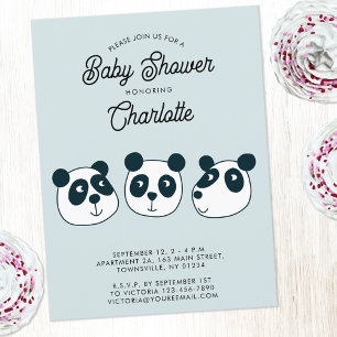 Bjud i Cute Giant Panda Bear Baby Shower-inbjudan Vykort