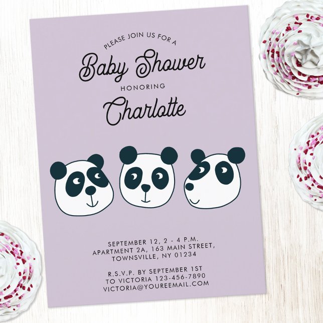 Bjud i Cute Giant Panda Bear Baby Shower-inbjudan Vykort (Cute personalized custom text Panda Bear baby shower invitation)