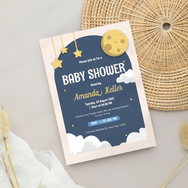 Bjud i Cute Night Himmel Baby Shower Inbjudningar (Skapare uppladdad)