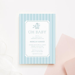 Bjud i Cute Preppy Barnvagn Baby Shower-inbjudan f Inbjudningar