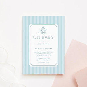 Bjud i Cute Preppy Barnvagn Baby Shower-inbjudan f Inbjudningar