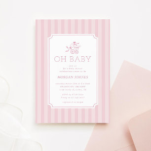 Bjud i Cute Preppy Barnvagn Baby Shower-inbjudan f Inbjudningar