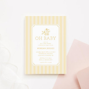 Bjud i Cute Preppy Barnvagn Baby Shower-inbjudan f Inbjudningar