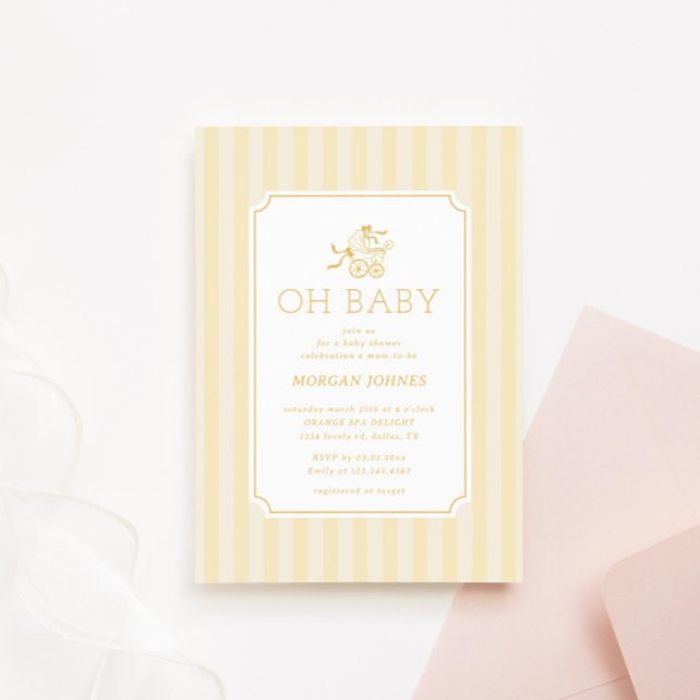 Bjud i Cute Preppy Barnvagn Baby Shower-inbjudan f Inbjudningar (Skapare uppladdad)