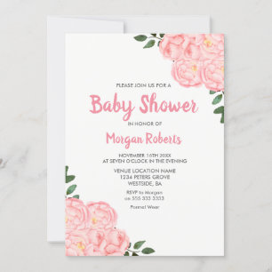 Bjud i Cute Rosa ros Baby Shower Inbjudningar