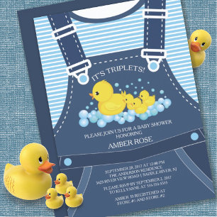 Bjud i Cute TRIPLETS Anka Baby Shower-inbjudan Inbjudningar