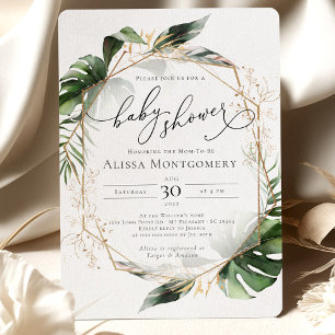 Bjud i den botaniska Guld Greenery Baby Shower-inb Inbjudningar