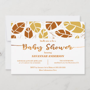 Bjud i Höst löv Mustard Boho Baby Shower-inbjudan Inbjudningar