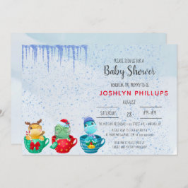 Bjud i juldinosaur Tekopp Baby Shower-inbjudan