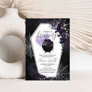 Bjud i lila Gothic Blommigt Baby Shower-inbjudan Inbjudningar