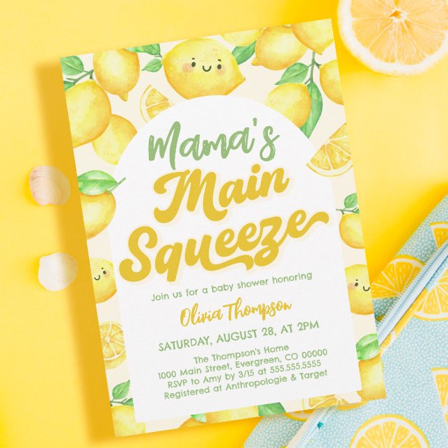 Bjud i Mamma Main Squeeze Lemon Baby Shower Inbjudningar (Skapare uppladdad)