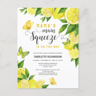 Bjud i Mamma Main Squeeze Lemon Baby Shower Vykort