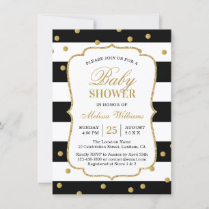 Bjud i Modern Black White Rand Baby Shower Inbjudningar
