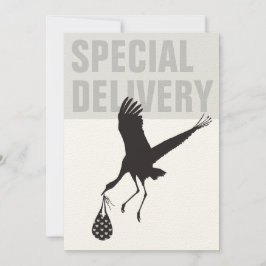 Bjud i Modern Funny Stork Neutralt Baby Shower-inb