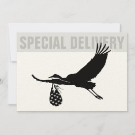 Bjud i Modern Funny Stork Neutralt Baby Shower-inb