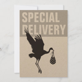 Bjud i Modern Funny Stork Neutralt Baby Shower-inb