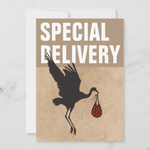 Bjud i Modern Funny Stork Neutralt Baby Shower-inb