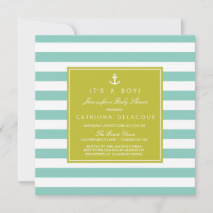 Bjud i Modern Nautical Rand Baby Shower Inbjudningar